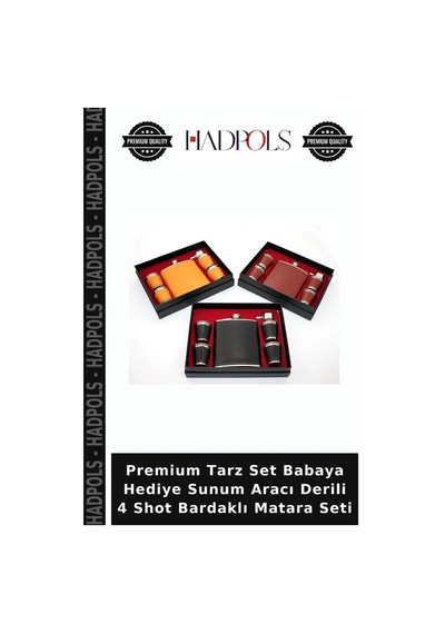 Premium Tarz Set Babaya Hediye Sunum Aracı Derili 4 Shot Bardaklı Matara Seti Çok Renkli