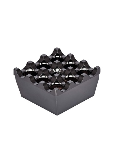 Siyah Metal 9 Delikli Kül Tablası Küllük Kültablası Kırılmaz Kül Tutmaz Metal Siyah Kare Metal Siyah