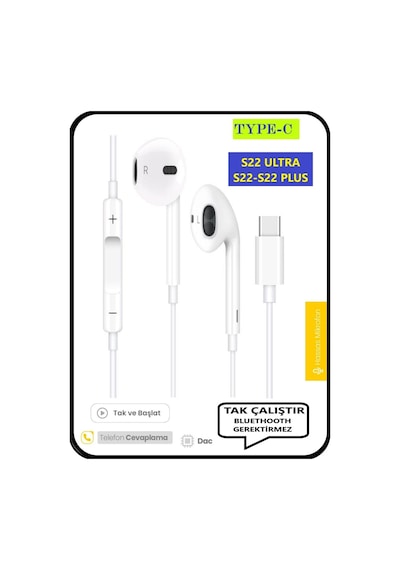 Galaxy   Uyumlu  S22 Ultra S22 S22 Plus Kulaklık Type C Kulaklık Kablolu Tak Çalıştır Diğer