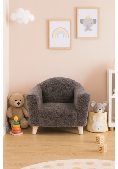 Teddy Dokulu Mini Çocuk Koltuğu Antrasit Gri