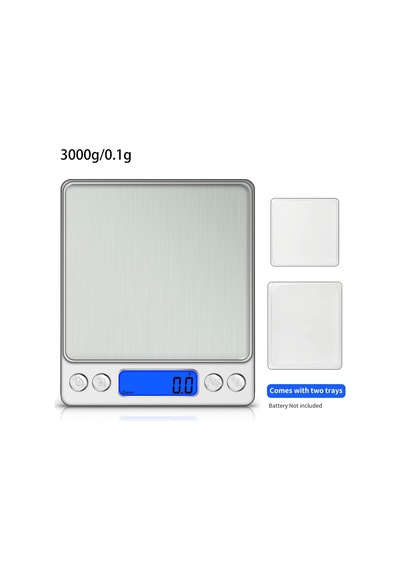 Pratik Dijital Hassas Mutfak Terazisi Hassas Tartı 2000 Gr./0.1 Gr. Hassasiyet Lisinya Gümüş