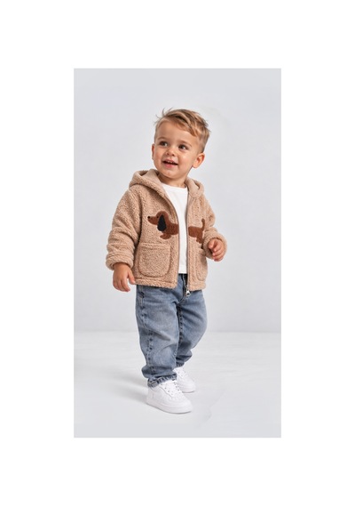 Overdo Kids Bebek Welsoft Peluş Ceket Bej