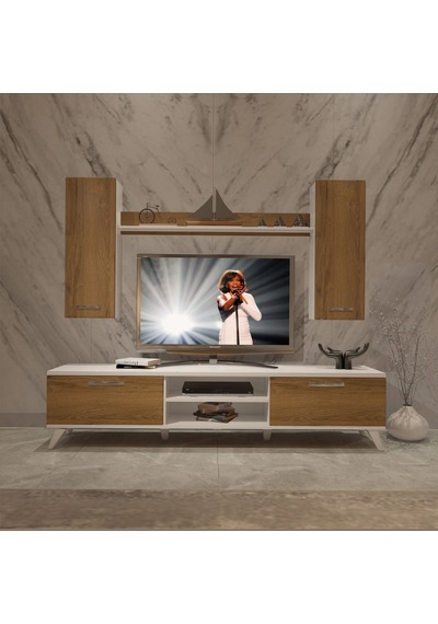 Decoraktiv Eko 7 Mdf Dvd Retro Tv Ünitesi Tv Sehpası Beyaz - Pera