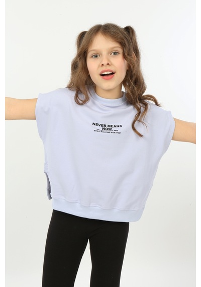 Toontoy Kids Toontoy Kız Çocuk Never Means Now Baskılı Tişört Mavi