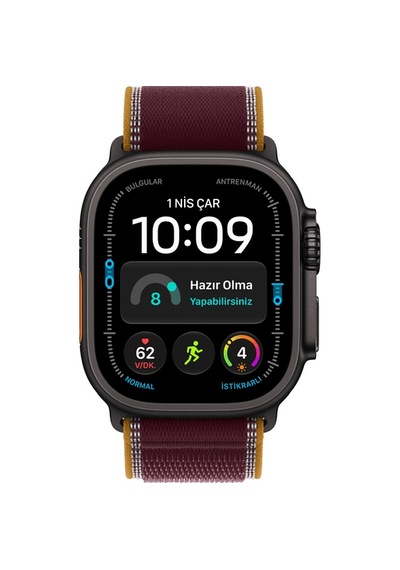Apple Watch Ultra 4 Gps + Cellular 49MM Siyah Titanyum Kasa - Bordo Trail Kordon - S/m Akıllı Saat (Distribütör Garantili)