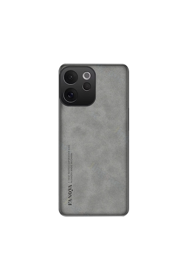 Microcase Vivo V70 5g İle Uyumlu Luxury Leather Serisi Deri Desenli Plastik Koruma Kılıf - Al8125 Gri