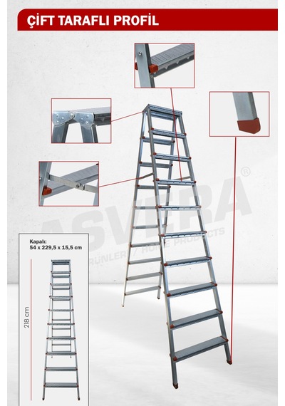 Asvera 10+10 Çift Çıkışlı Profil Merdiven