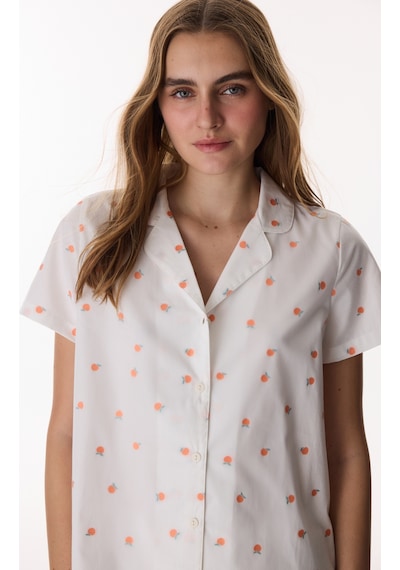 Penti Kırık Beyaz Peach Pamuklu Gömlek Pantolon Pijama Takımı