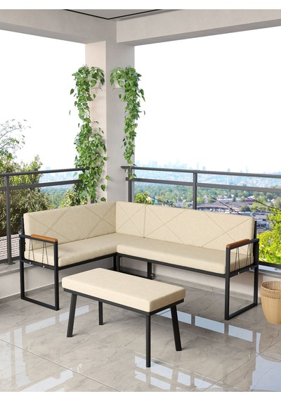 Mygusi Src Balkon, Bahçe, Cafe, Köşe Takimi Krem