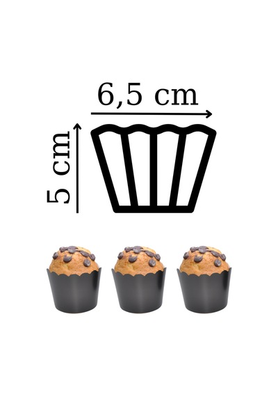 Cupcake Kalıbı & Kek Kapsülü & Muffin Kek Kalıbı & 25'li Siyah Kek Kalıbı Stoneware Siyah Diğer