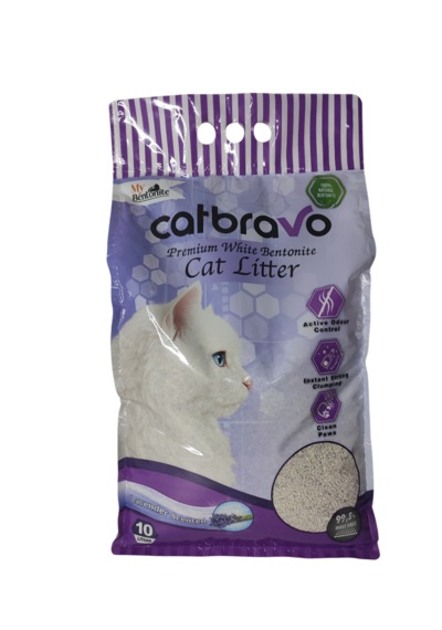 Catbravo Doğal Bentonite- Süper Topaklanan Lavanta Kokulu Kedi Kumu 10 Lt