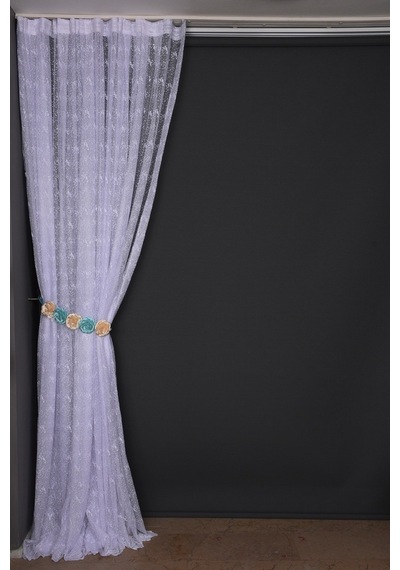 Kuş Model Kırık Beyaz Renk Dikilmiş Pileli Fon Perde 300x260 Cm