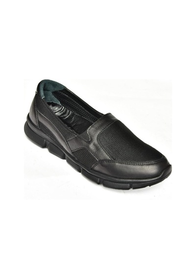Fox Shoesp555070303 Siyah Hakiki Deri Comfort Ortopedik Taban Kadın Ayakkabı Siyah