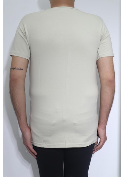Santa Dmctekstil Erkek Düz Spor Kesim Dar Kalıp Bisiklet Yaka Basic T-shirt Koyu Bej
