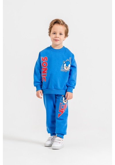 Harby Kids Sonic Karakterli Erkek 3 İplik Şardonlu İkili Takım 3-10 Yaş -al389342 - Mavi