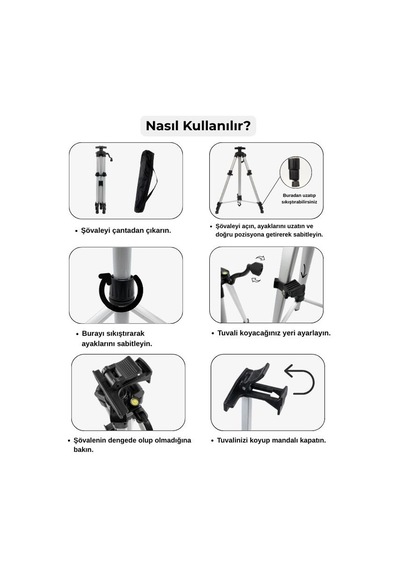 Katlanabilir Alüminyum Tripod Şövale - Kollu Yükseklik Ayarlı, Su Terazili, Gümüş