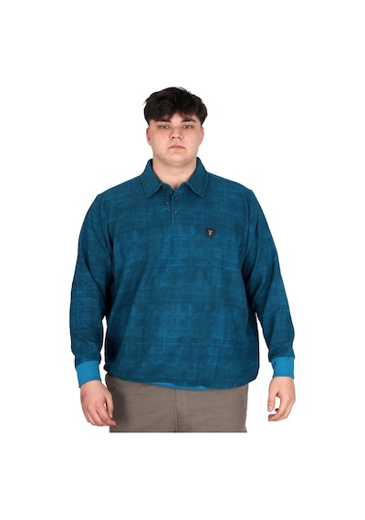 Mode Xl Büyük Beden Erkek Polo Yaka Sweatshirt Baskılı Selanik U24440 Turkuaz Mavi