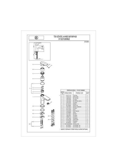 Ar Fia Tek Gövde Lavabo Bataryası 102108962
