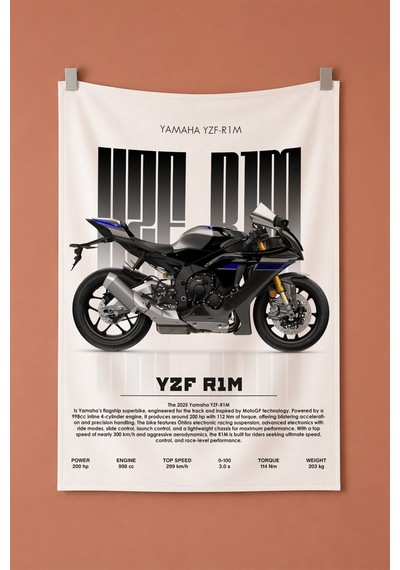 Yamaha Yzf R1m Dekoratif Duvar Örtüsü Duvar Halısı Reaste