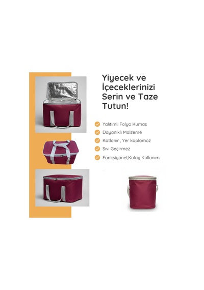 20 Lt Eco Termal Çanta -piknik Çantası,soğutucu Buzluk Çanta-305 Bordo