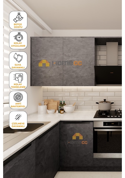 Yapışkanlı Kaplama Folyo 120 Cm Beton Gri Renk Mobilya, Duvar Ve Kapı İçin St674 - St674 120 X 100 Cm