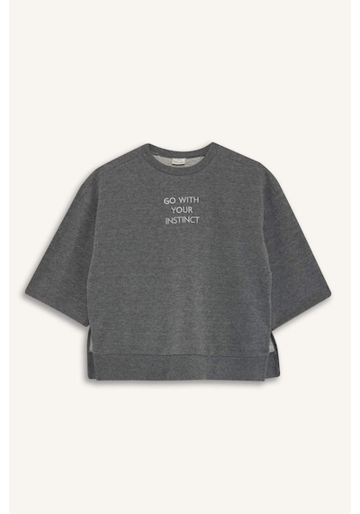 Defacto Kız Çocuk Oversize Geniş Kalıp Bisiklet Yaka Baskılı Sweatshirt G2461a825auar148 Antrasit-ar148