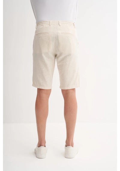 Cazador Slim Fit Dar Paça Keten Bermuda Şort 6108 Bej