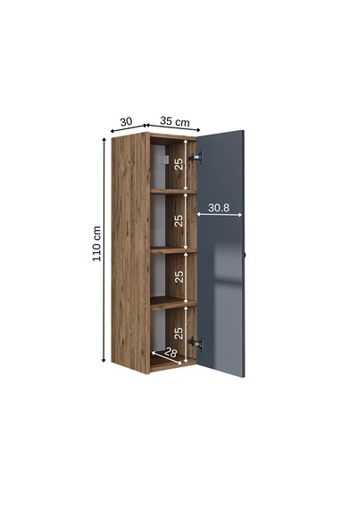 Ada Banyo Dolabı Mat Suntalam 110 Cm Banyo Boy Dolap Atlantik - Antrasit