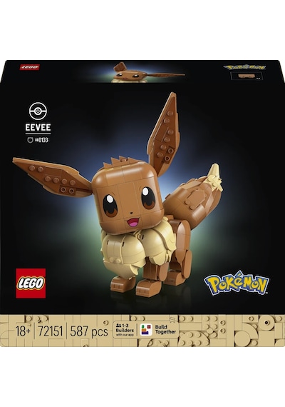 LEGO® Pokémon™ Eevee 72151 - Yetişkinler için Duruşu Ayarlanabilir Figür İçeren Video Oyunu Modeli Yapım Seti (587 Parça)