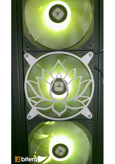 Lotus Çiçeği Desenli V2 120x120 Mm Pc Fan Kapağı - Masaüstü Bilgisayar Fan Kapağı Beyaz