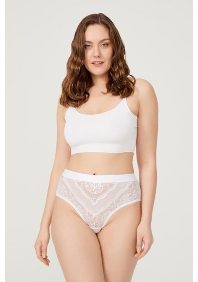 Cottonhill Dantelli Arkası Transparan Büyük Beden Bikini Külot 3'lü Paket-2 Çok Renkli 3