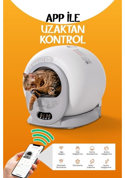 Livenzi Akıllı Otomatik Kedi Tuvaleti | Wi-Fi Kontrollü & Otomatik Temizleme & Koku Önleyici & Uv Sterilizasyon