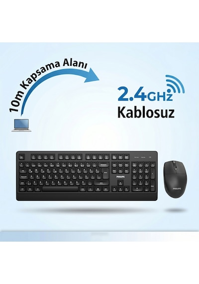 Philips SPT6347 Kablosuz Türkçe Q Klavye ve Mouse Seti