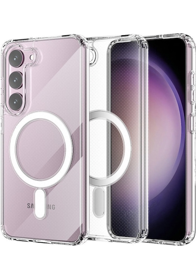 Newface Samsung Uyumlu Galaxy S23 Plus Kılıf Magneticsafe Şeffaf Silikon - Şeffaf Şeffaf