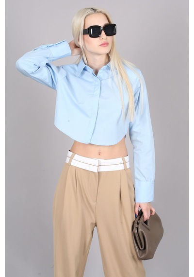 Madmext Mad Girls Mavi Kısa Gömlek Mg1382-mavi Mavi