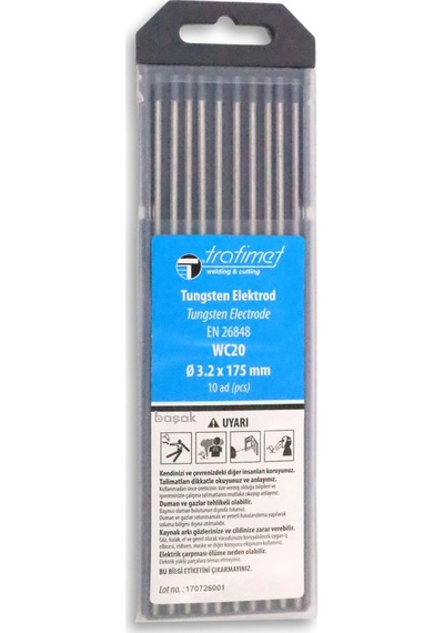 3,2 Mm Wc-20 Gri Tungsten Elektrot 175 Mm Trafimet Adet Fiyatı