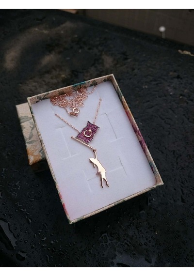Modahilye 925 Ayar Gümüş Ayyıldız Rozegold Kolye Rose Gold