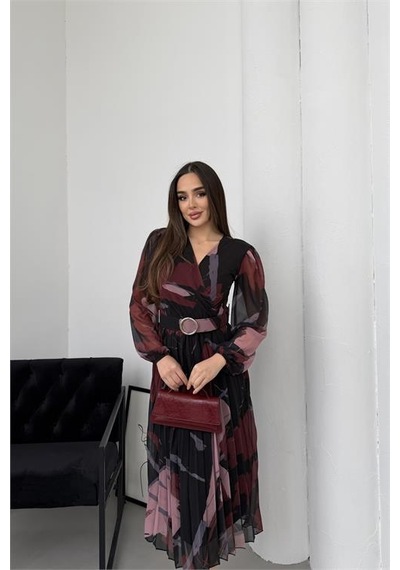 Neşeli Butik Kadın Bordo Beli Kemerli Piliseli Şifon Astarlı Midi Boy Elbise Nbelb04 Bordo Neşeli Butik Kadın Bordo Beli Kemerli Piliseli Şifon Astarlı Midi Boy Elbise Nbelb04 Bordo