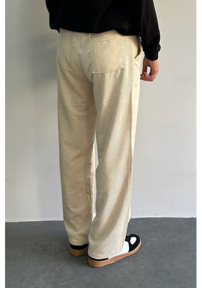 Erkek Beli Lastikli Baggy Kalıp Kadife Pantolon 001