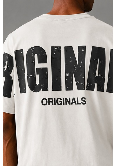 Tarz Cool Originals Baskılı Oversize Erkek Tişört Süprem %100 Cotton Bej