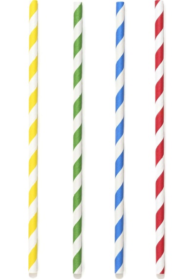 Kağıt Pipet Karışık Renkli Şeritli Sargısız 6x195 Mm 50'li Kutulu 50 Adet 50