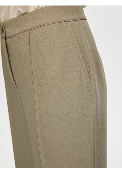 Faik Sönmez Önü Dikiş Detaylı Yırtmaçlı Wide Leg Fit Pantolon S25pnt009 Us25pnt00972 Taş
