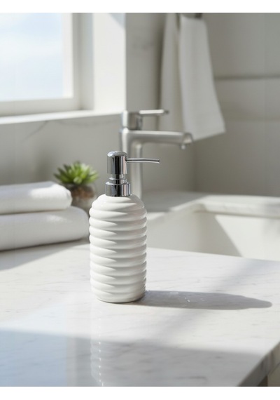 350 Ml Seramik Sıvı Sabunluk Modern Banyo Ve Mutfak İçin Şık Tasarımlı Sıvı Sabun Dispenseri Beyaz