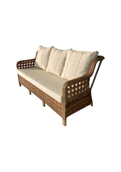 Monalin Home Garden I Elite 7 Kişilik Oturma Takımı Kahverengi I Rattan El Örgüsü Bahçe Mobilyası Kahverengi - Krem