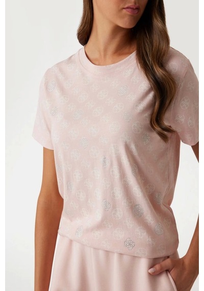 Guess Kadın Pembe 4g Logolu T-shirt Pembe