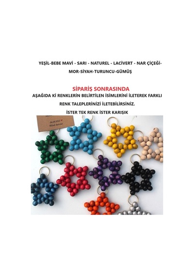 30 Adet Ayıcıklı Ahşap Yıldız Anahtarlık - Bebek Mevlid Hediyesi