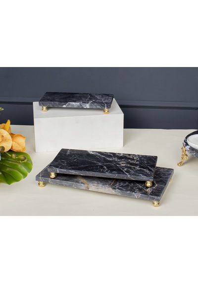 Black Marble 3lü Sunum Seti 30x16x3 Cm
