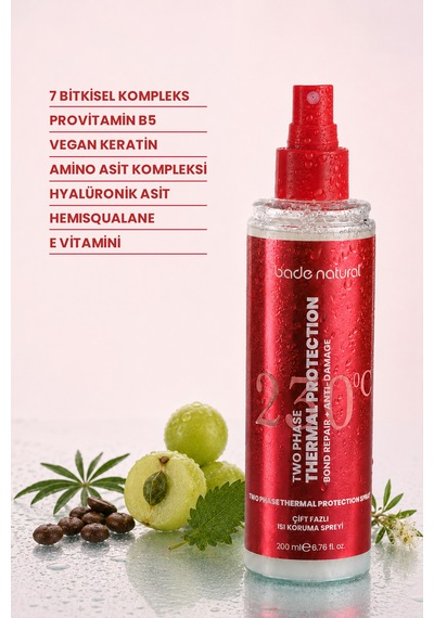 Bade Natural Çift Fazlı Isı Koruma Spreyi 200 Ml