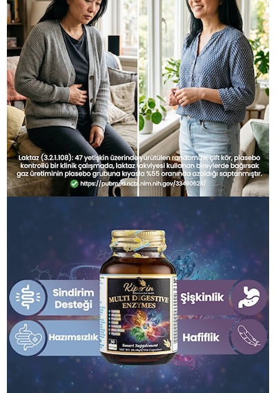 Kiperin Multi Digestive Enzymes Laktoz & Gluten İntolerans | 60 Kapsül