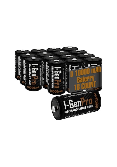 I-gen Pro Hr20 D Büyük Boy 10.000 Mah Şarj Edilebilir D Boy 1.2v Ni-mh Şarjlı Pil 16'lı Paket